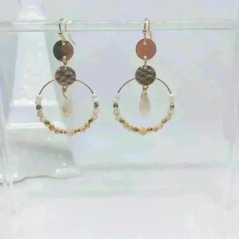 Blush Beige Beaded Earrings